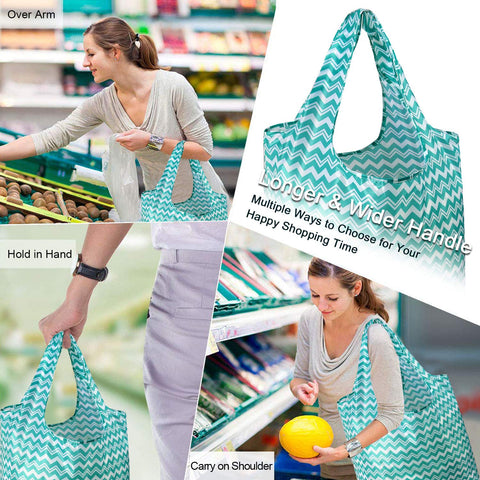 BeeGreen bolsa plegable XL con diseño geométrico, fácil de guardar en cualquier bolso.