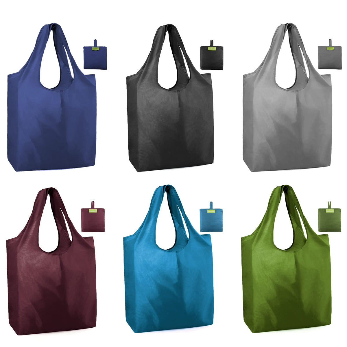 BeeGreen bolsas de compra grandes 6 unidades plegables para compras duraderas.