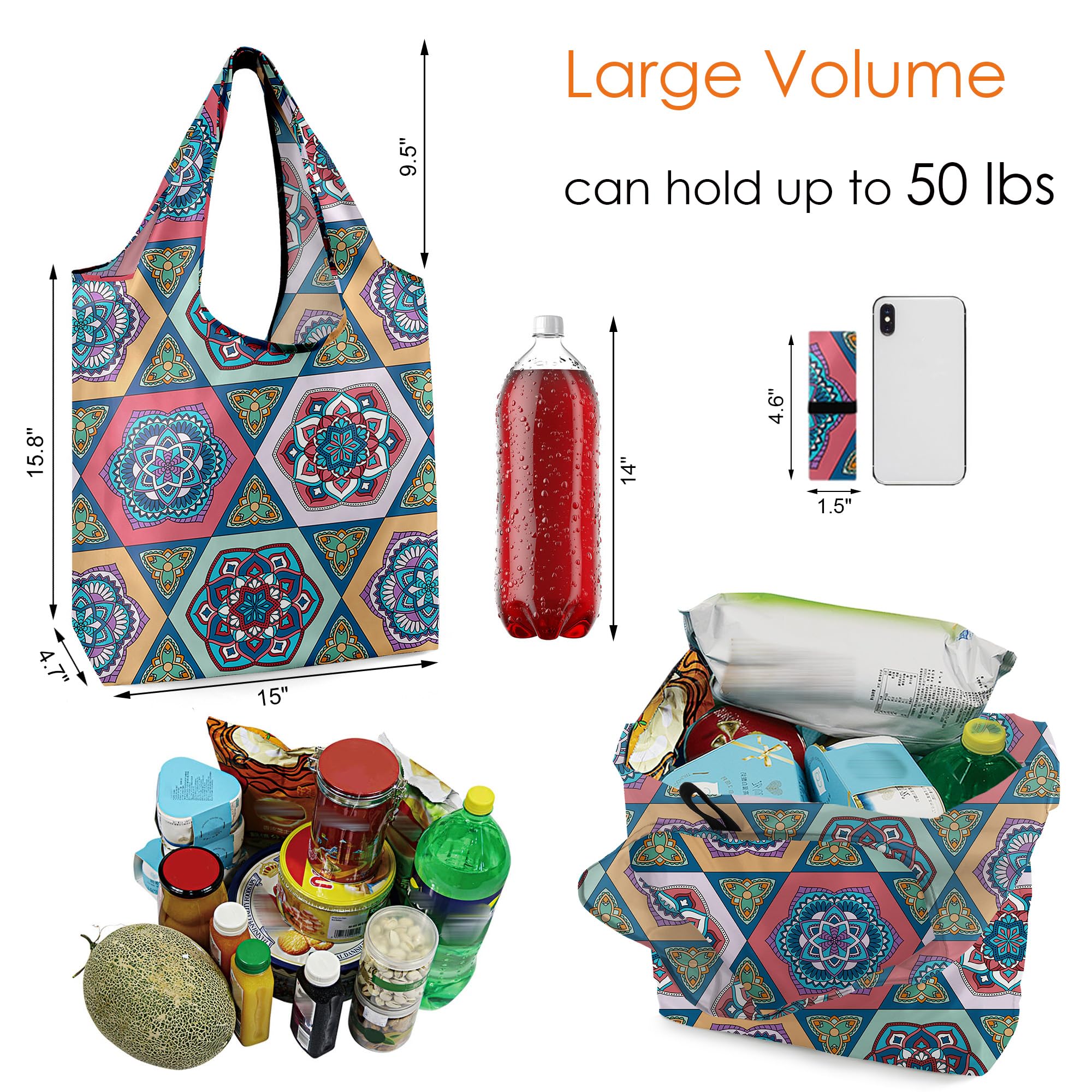 BeeGreen bolsa de gran capacidad para compras pesadas de hasta 50 libras.