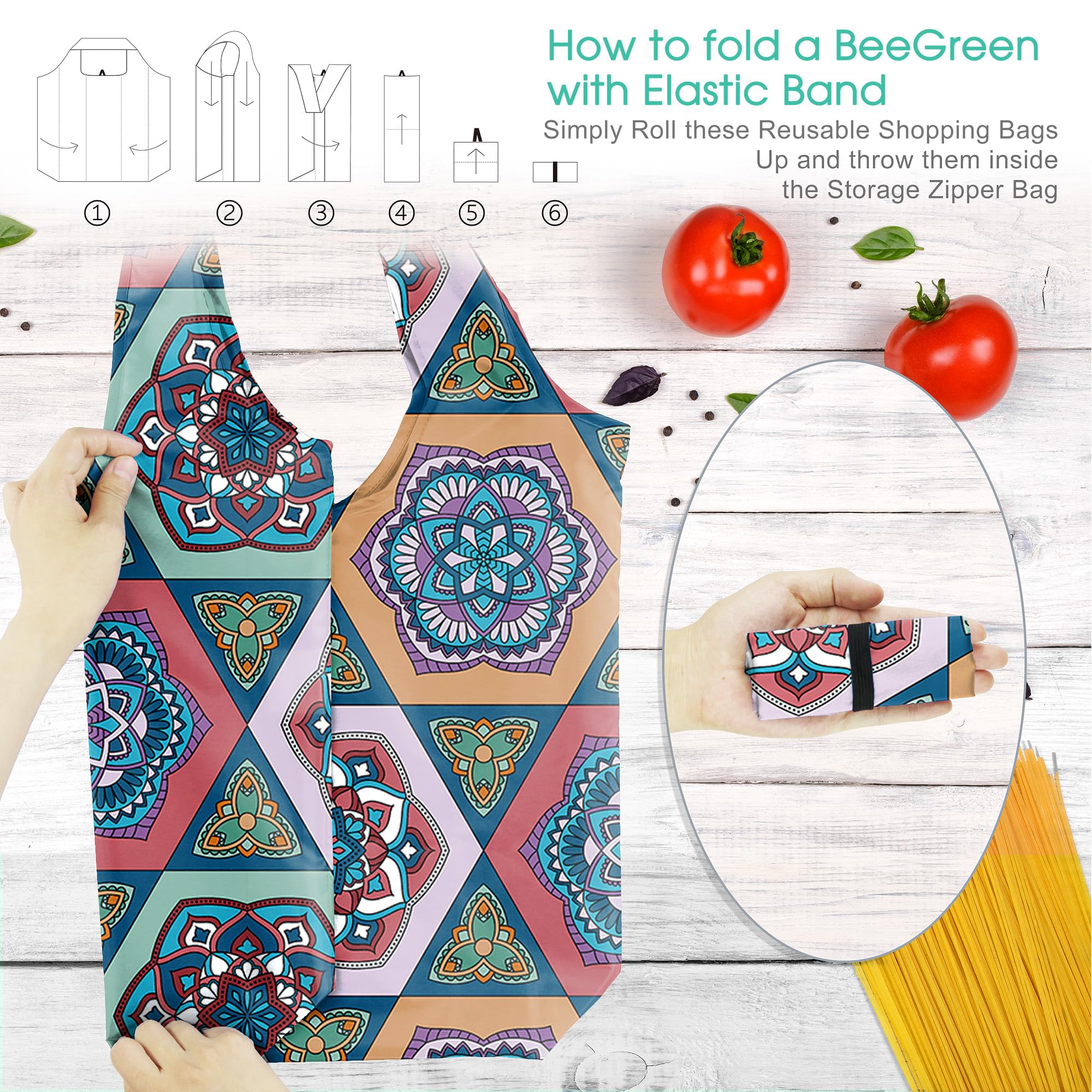 BeeGreen bolsa plegable, fácil de guardar para viajes y salidas rápidas.