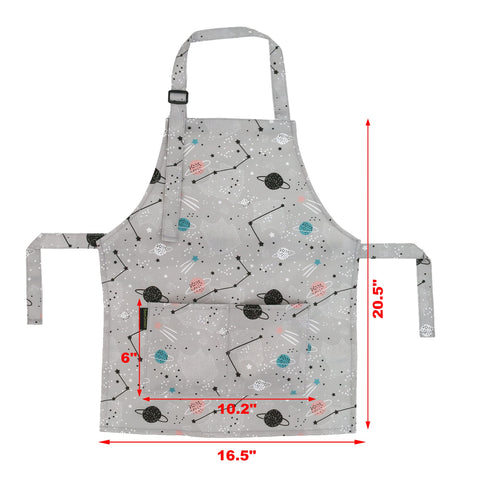 BeeGreen Planeta Cohete, delantal con bolsillo frontal para practicar recetas y manualidades.