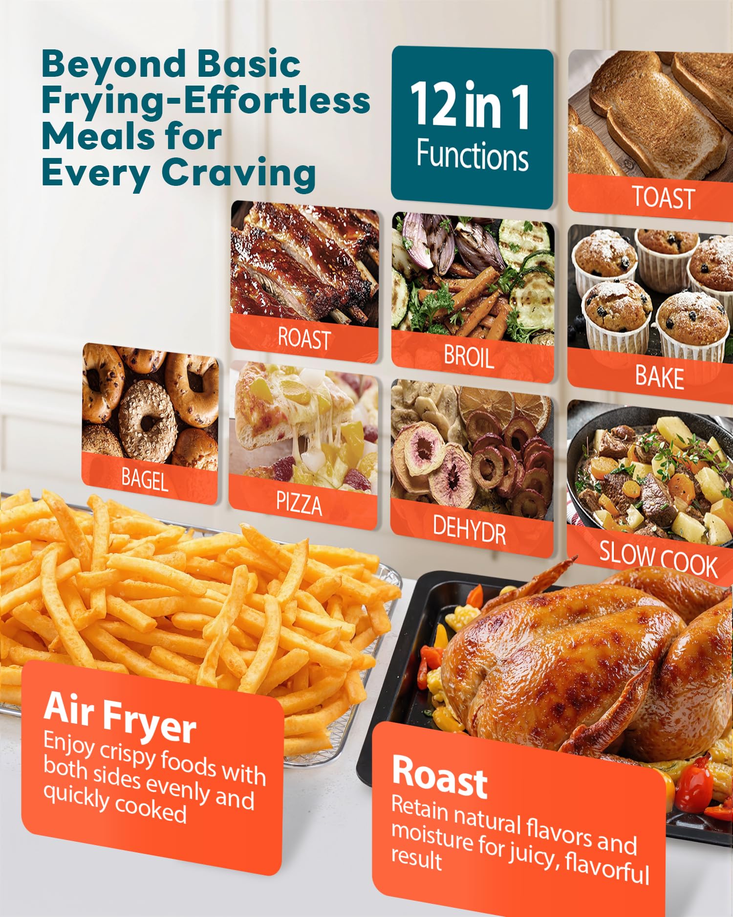 Beelicious Pro 28QT con rotisserie para aves deliciosas y doradas