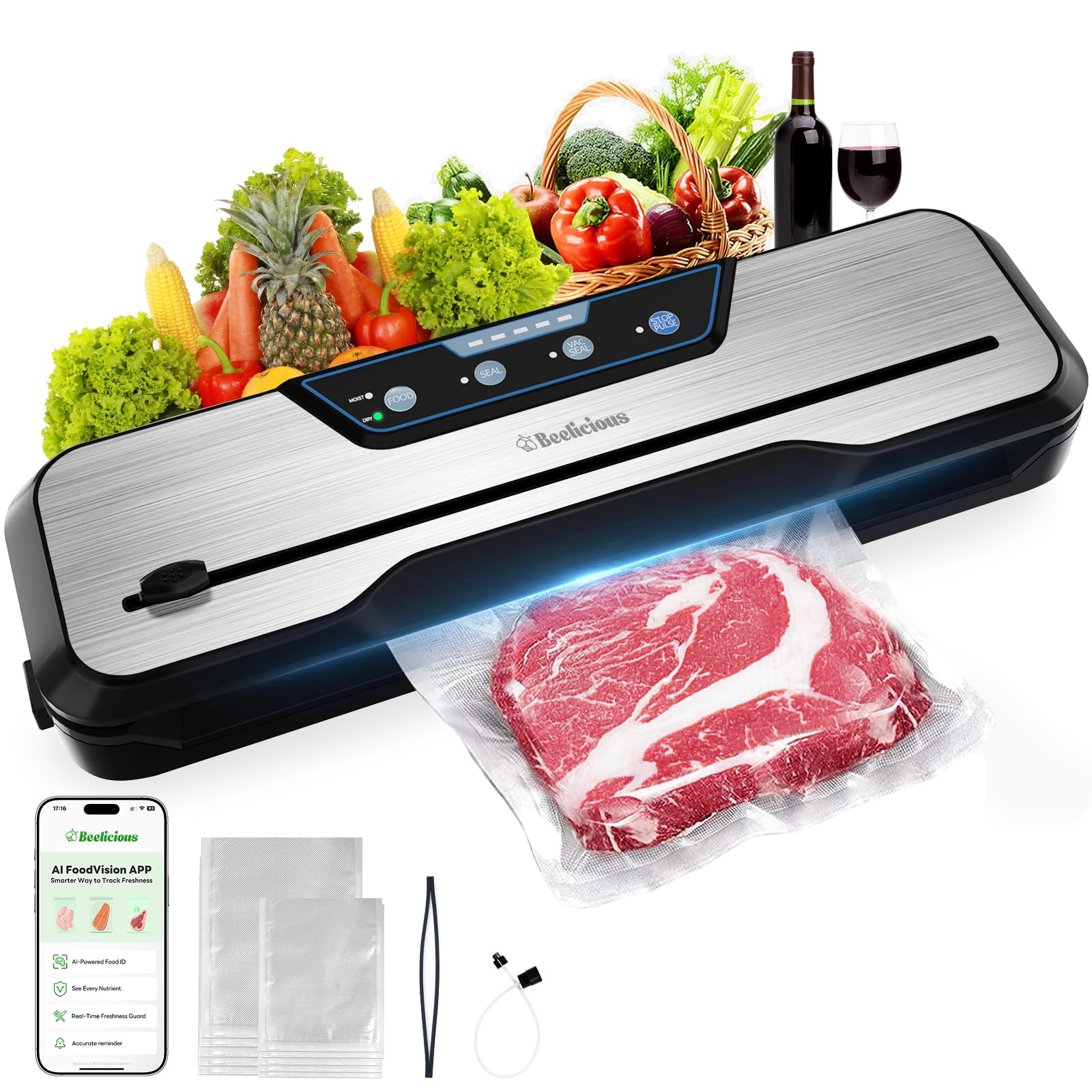 Beelicious Pro máquina envasar compacta con acabado inox para ahorrar espacio