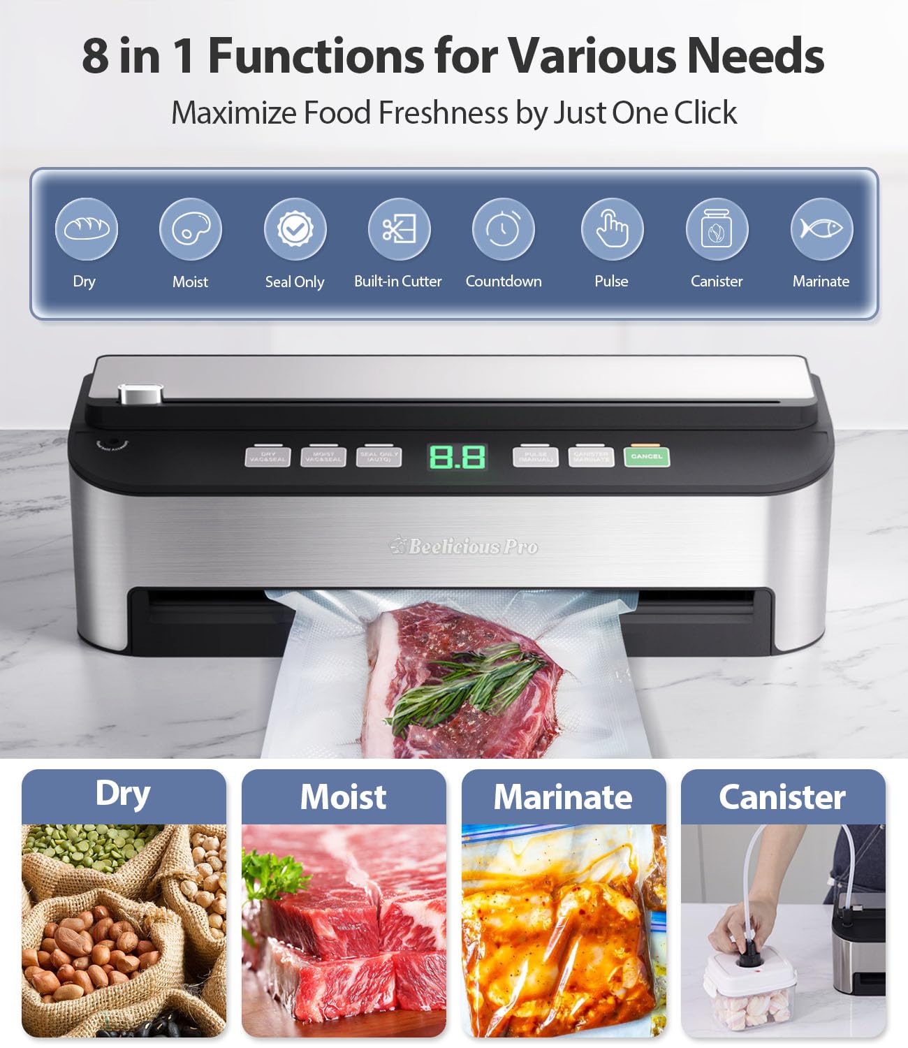 Beelicious Pro PressFree, sellado triple para conservar frescura.