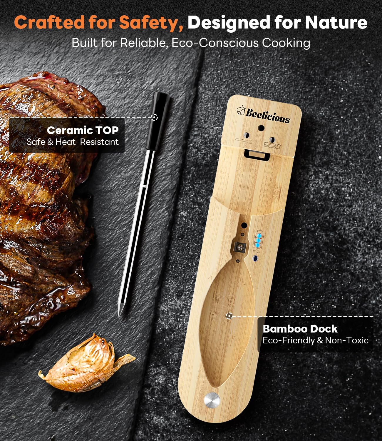 Beelicious Pro sonda resistente a altas temperaturas para carnes grandes