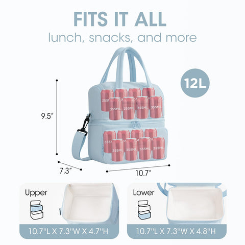 Beenlove bolsa de almuerzo, doble compartimento para separar caliente y frío.