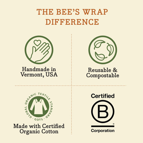 Bee's Wrap pack triple de tamaños pequeño, mediano y grande, solución versátil para cocina diaria.