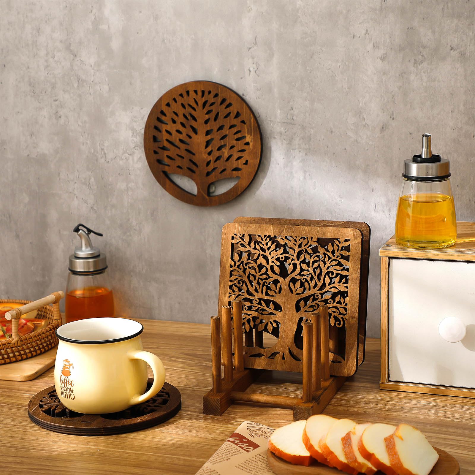 Beeveer base para ollas en árbol de la vida mantiene la mesa a salvo.