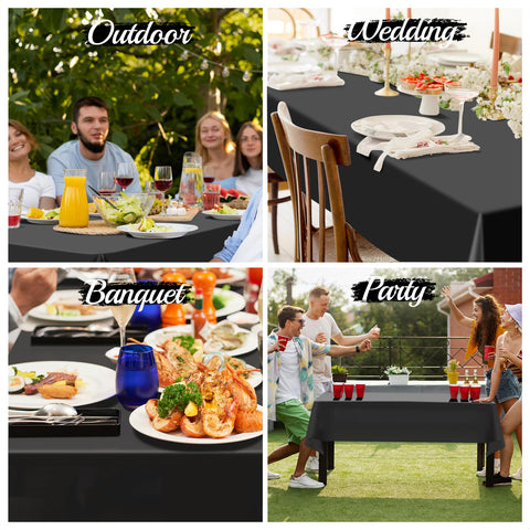 BEFANS mantel plástico negro para eventos; práctico y de un solo uso.
