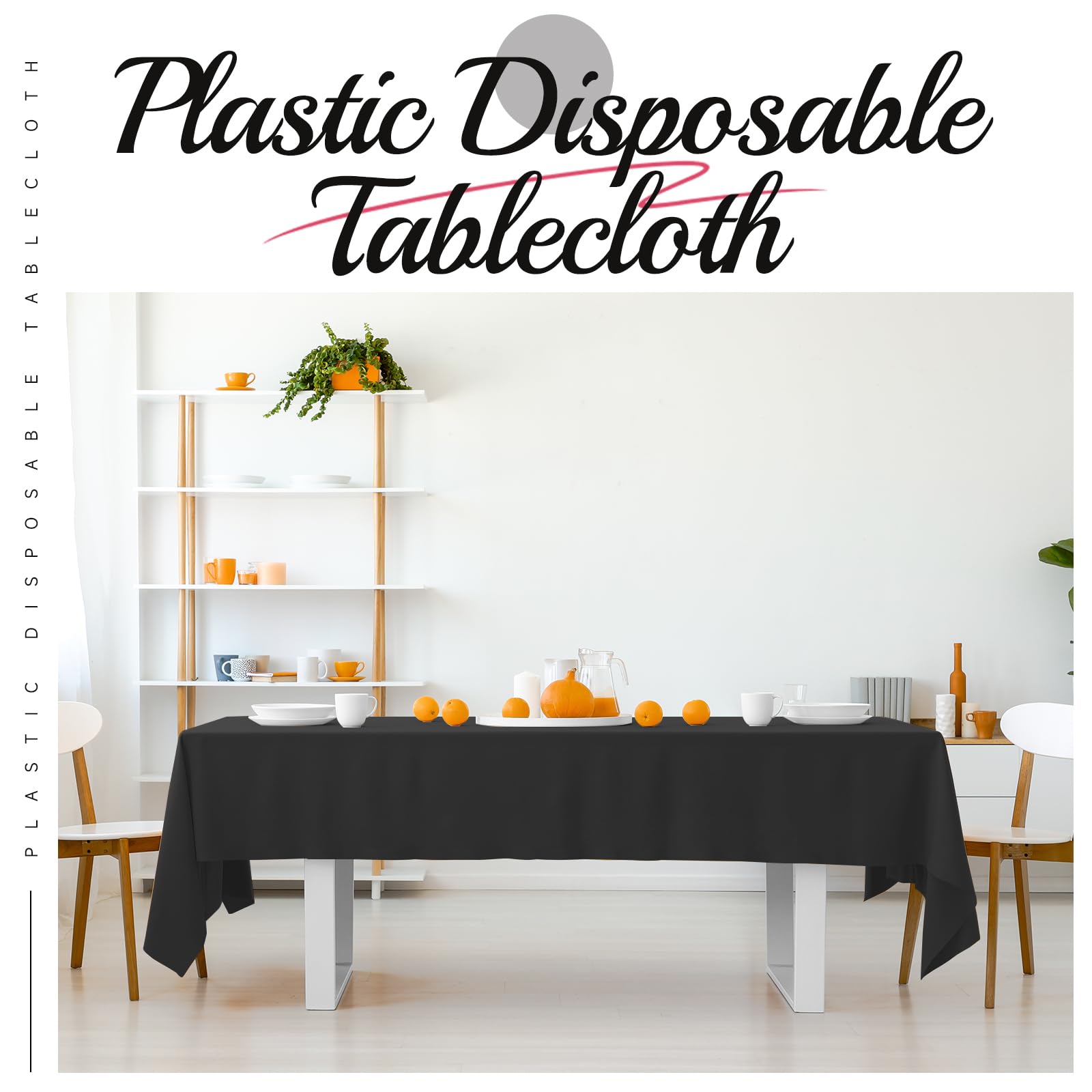 BEFANS mantel plástico negro para bodas; decora y mantiene la superficie limpia.