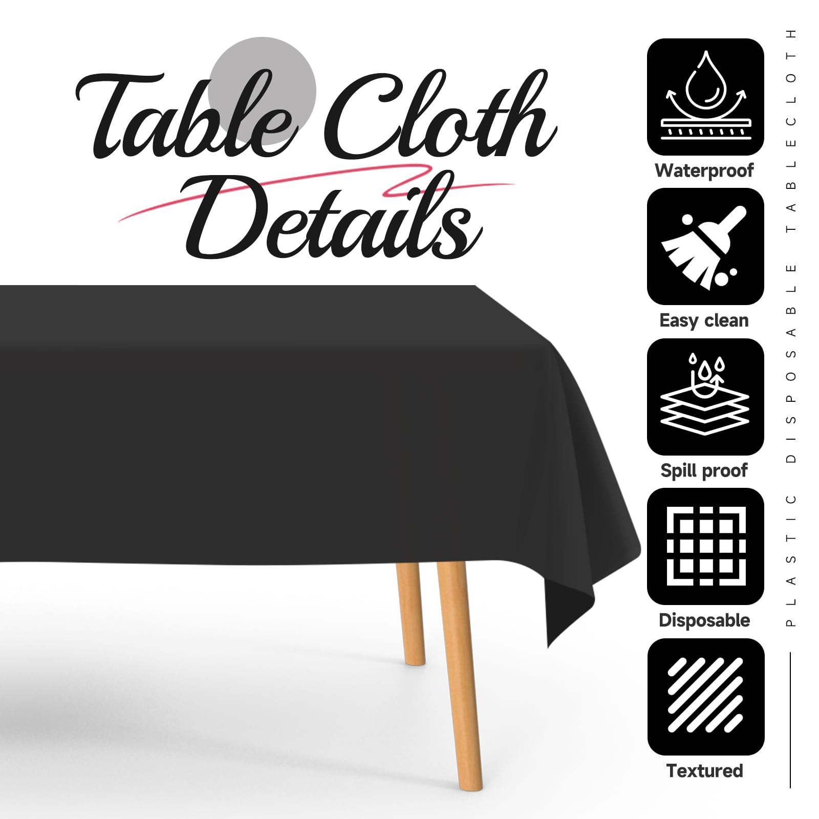 BEFANS mantel plástico negro para fiestas; protección impermeable y aspecto elegante.