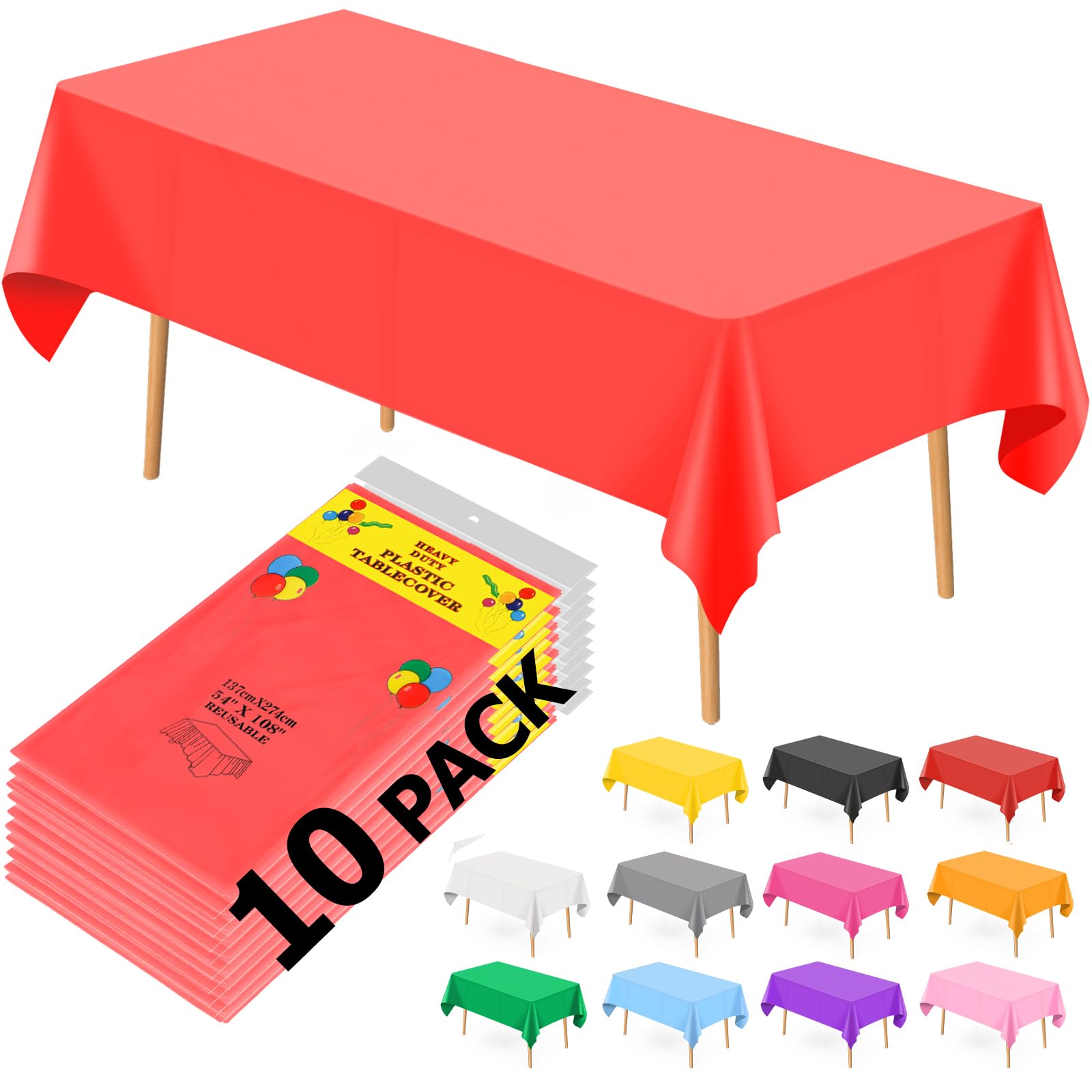 BEFANS mantel plástico rojo rectangular 54x108 para protección ante derrames.