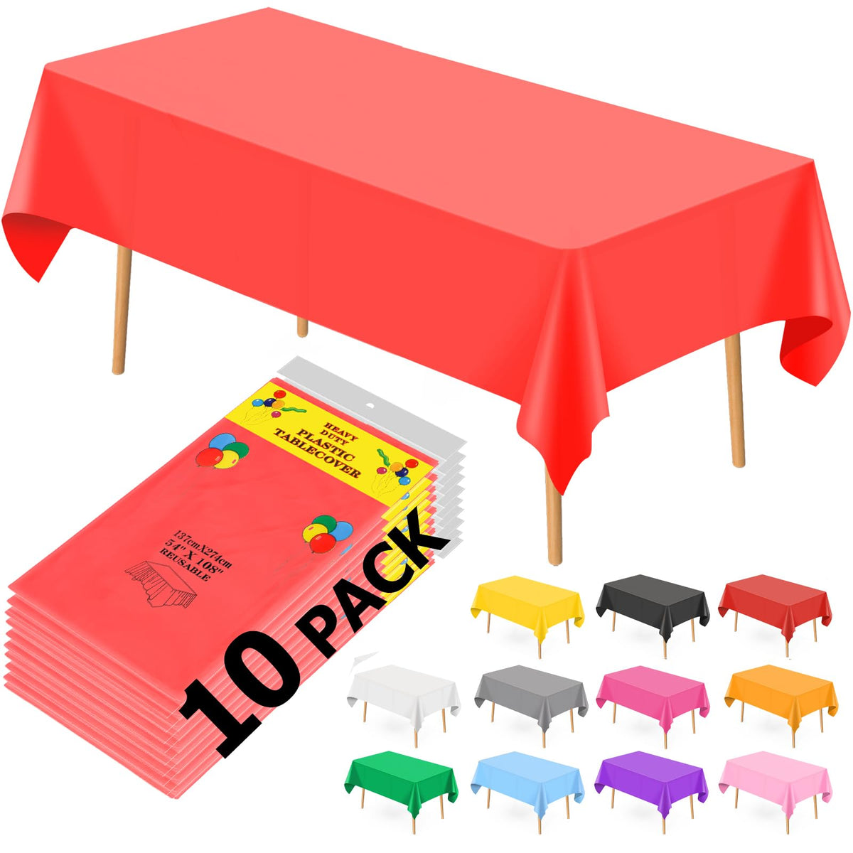 BEFANS mantel plástico rojo rectangular 54x108 para protección ante derrames.