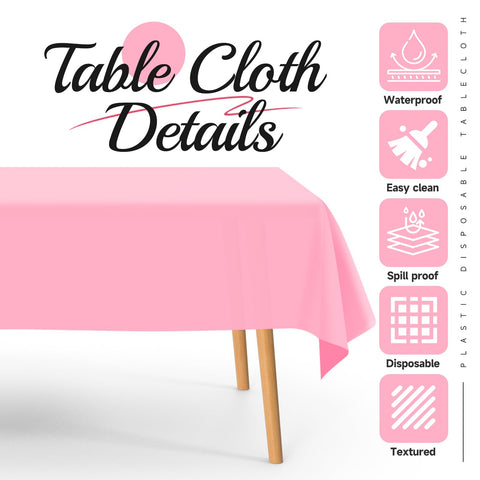 BEFANS mantel plástico rosado desechable rectangular 54x108 para fiestas rápidas.