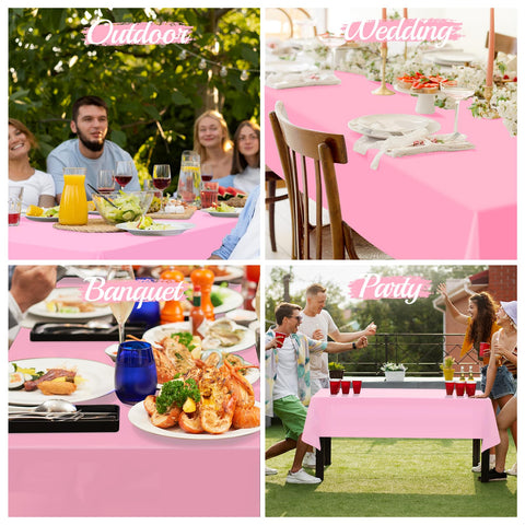 BEFANS mantel rosado para fiestas, plástico desechable y fácil de usar.