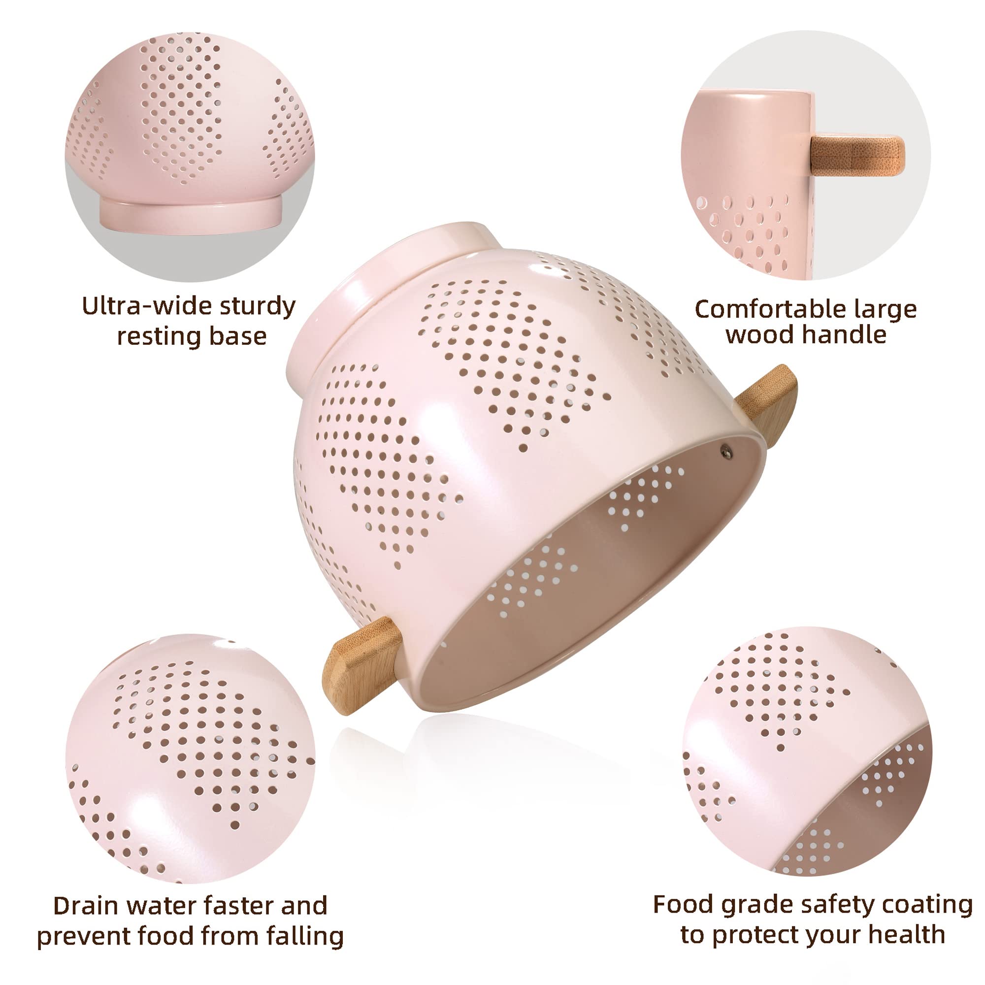 BeFare colador rosa de gran capacidad para verduras y pasta