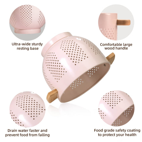 BeFare colador rosa de gran capacidad para verduras y pasta