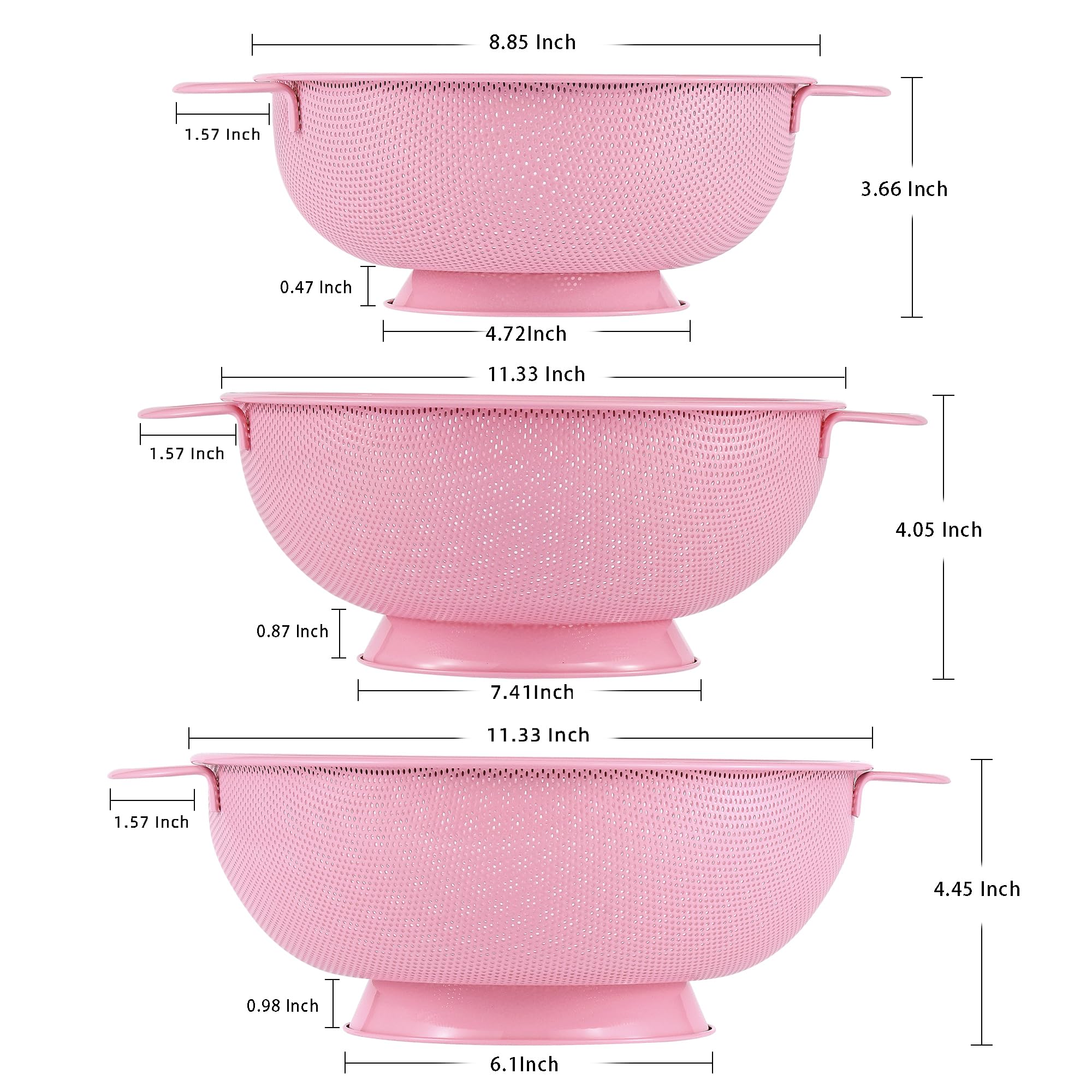 BeFare colador acero inoxidable conjunto 3-cuartos, perfecto para enjuagar verduras.