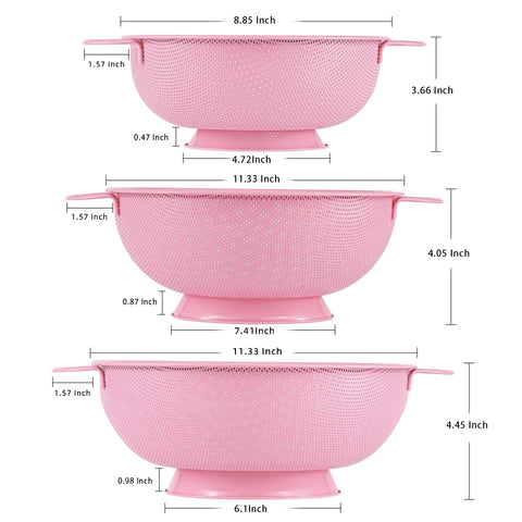 BeFare colador acero inoxidable conjunto 3-cuartos, perfecto para enjuagar verduras.