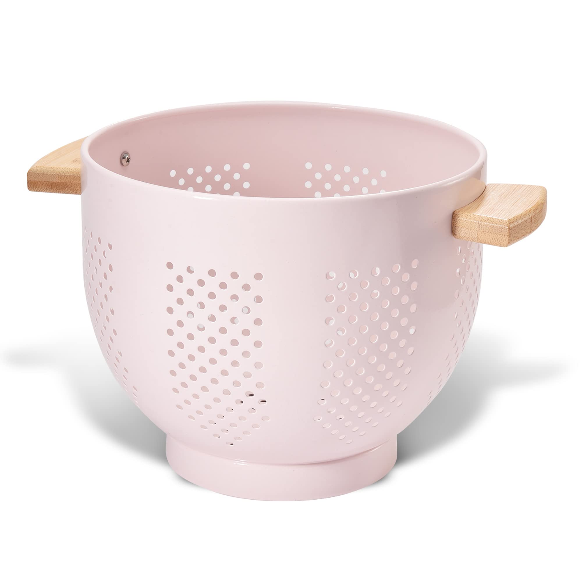BeFare colador de metal con mango de madera rosa facilita escurrir pasta