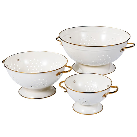 BeFare escurridor metálico 1qt crema, ideal para enjuagar pasta