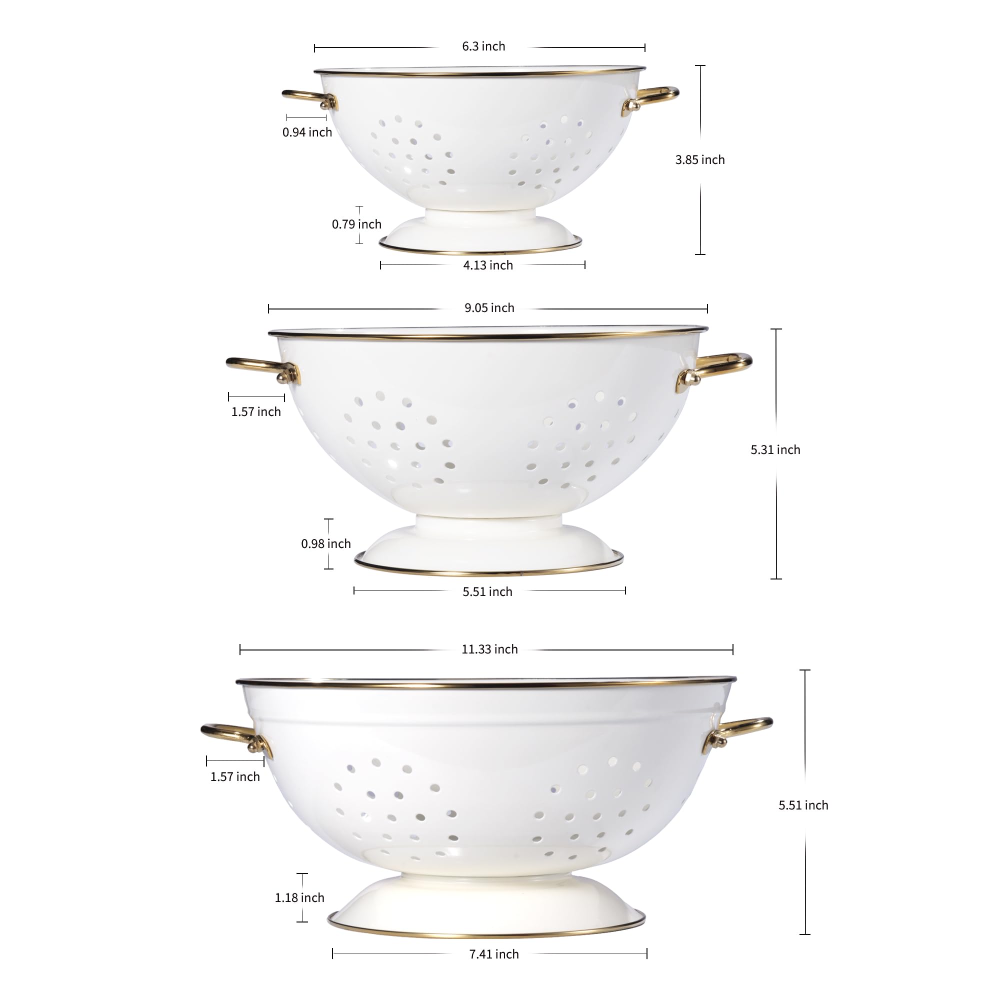BeFare escurridor metálico 3-5qt crema, drenaje eficiente