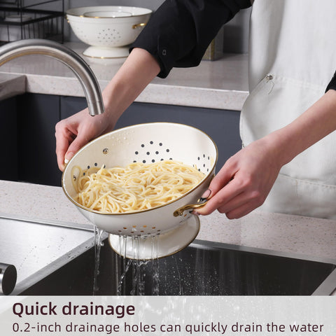 BeFare escurridor metálico 5qt crema, gran capacidad