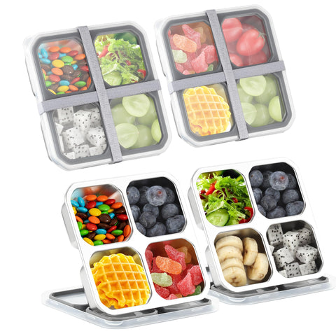BEFOY caja snack bento con cuatro compartimentos y tapa para meriendas ordenadas.