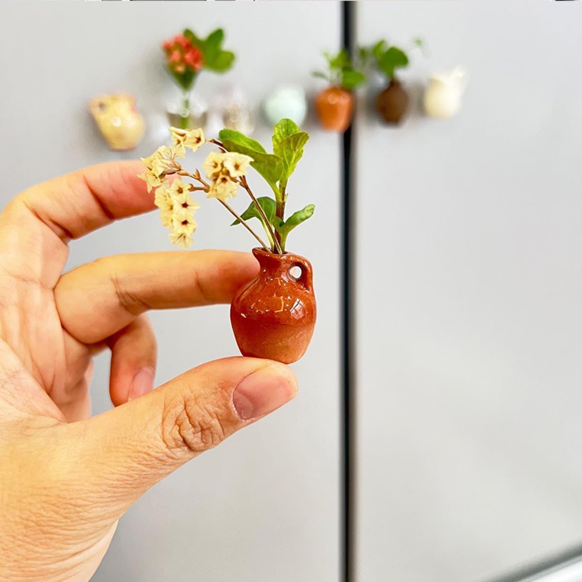BEHEGTYE imanes con flores secas para decoración en nevera.