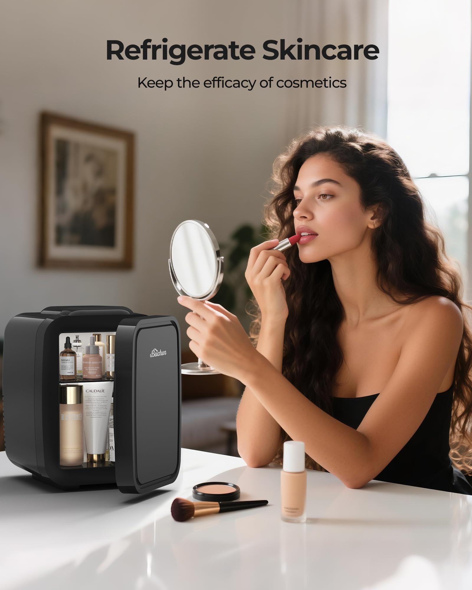 BEICHEN Mini nevera portátil para oficina, uso silencioso que conserva bebidas y snacks
