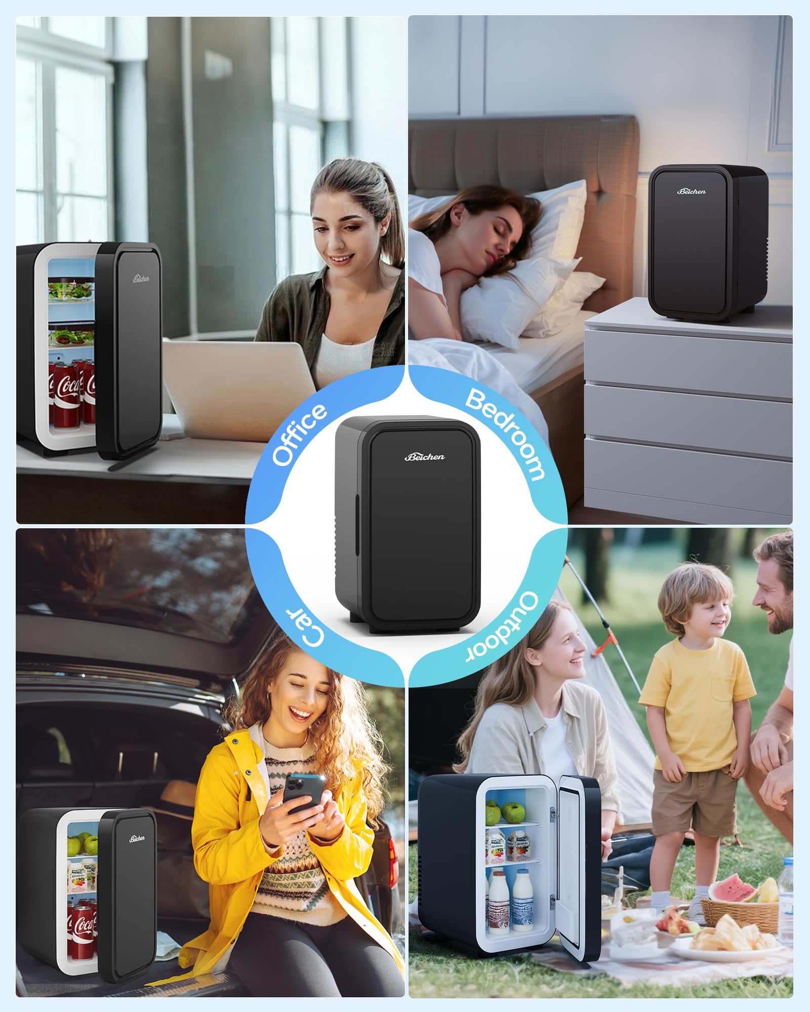 BEICHEN minifrigo 6L compacto para escritorio o mesita.