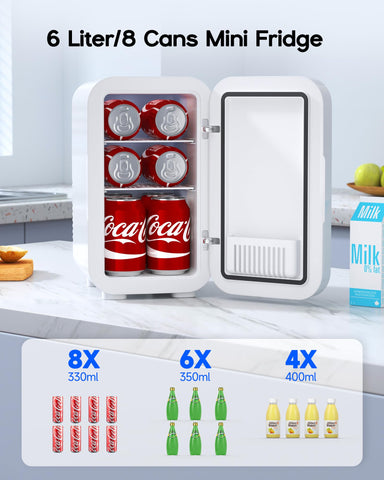 BEICHEN Minifrigo 6L, compartimentos retirables para organizar bebidas y alimentos sin mezclar aromas