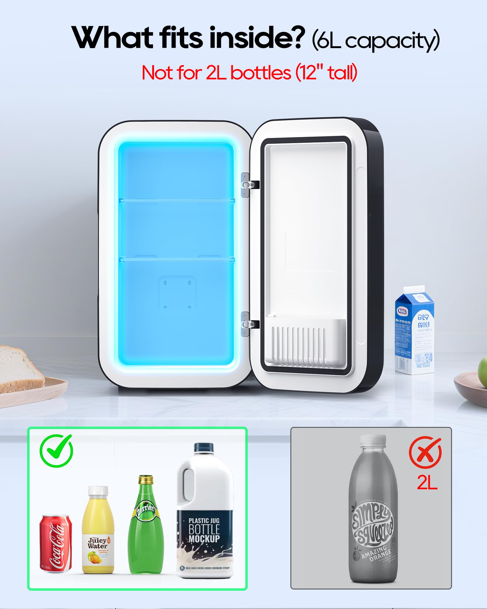 BEICHEN minifrigo 6L con dos cables para casa y coche.