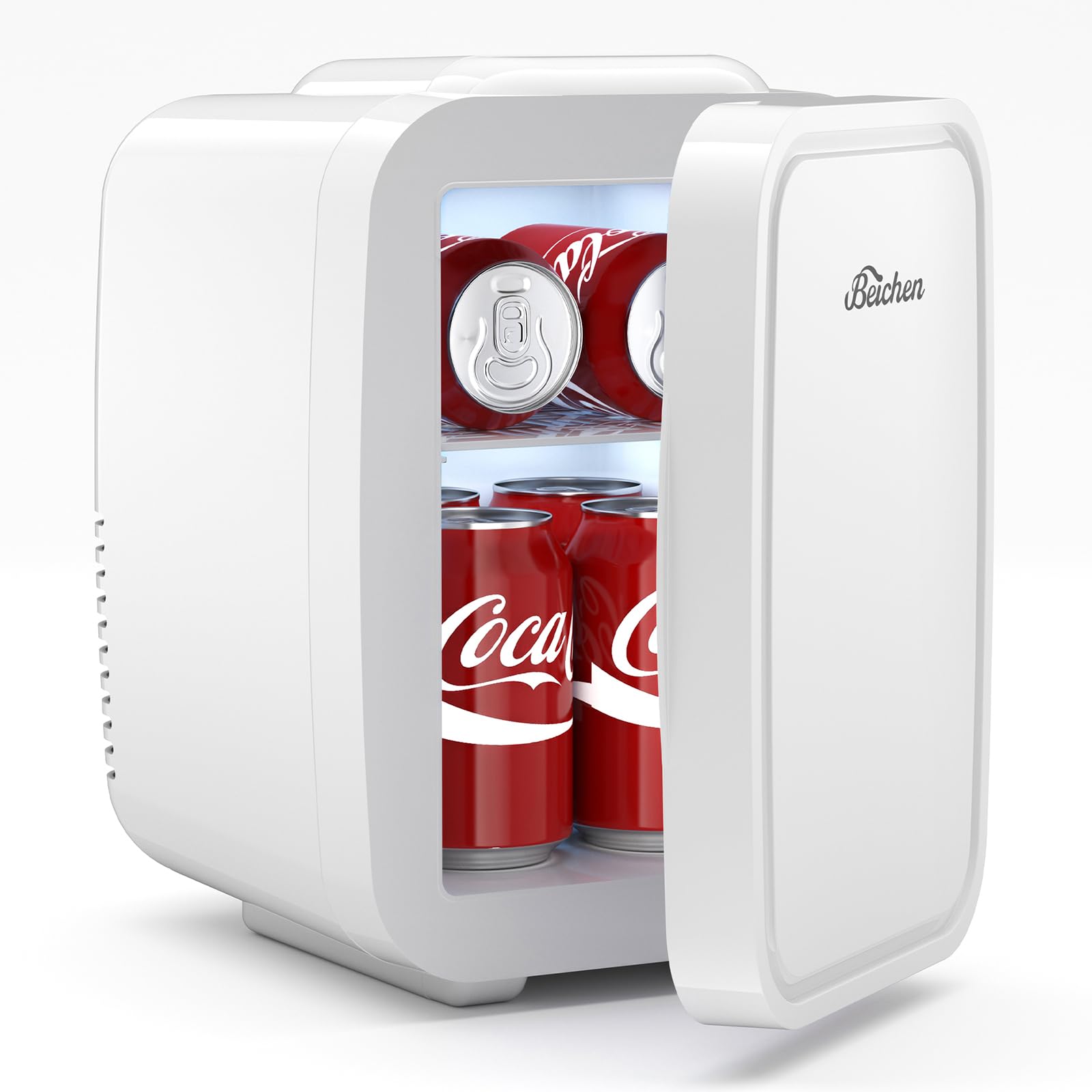 BEICHEN Mini Nevera 4L, vista frontal, diseño compacto para dormitorio.