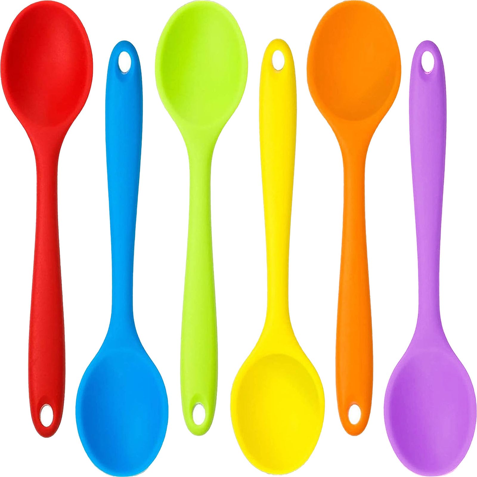 Beieverluck cucharas de silicona grande en seis colores, listas para cocinar.