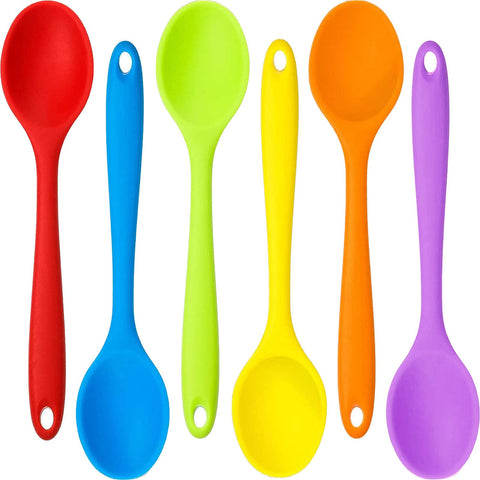 Beieverluck cucharas de silicona grande en seis colores, listas para cocinar.