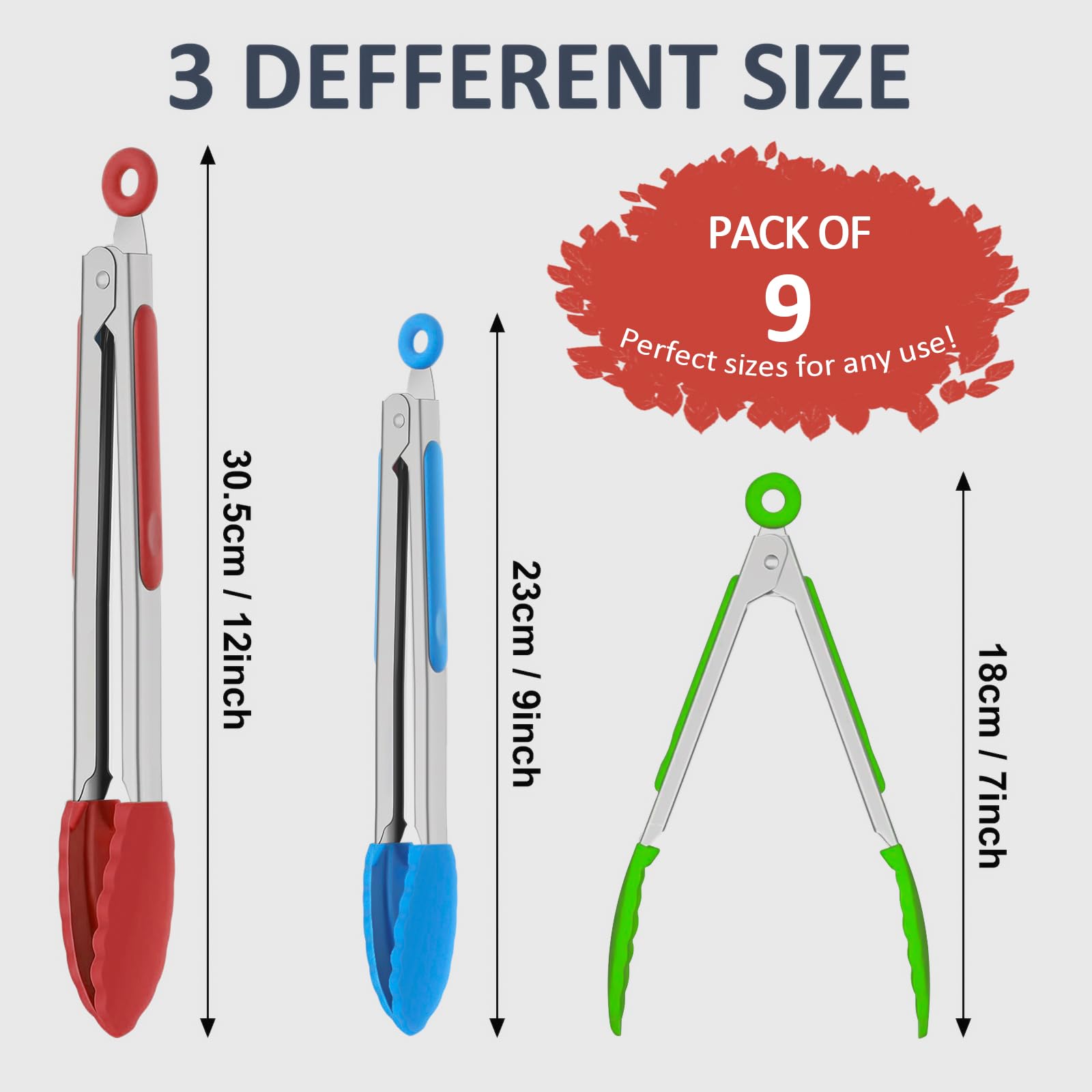 Beieverluck pinzas silicona cocina 7 pulgadas color azul, aptas para cocinar sin rayar