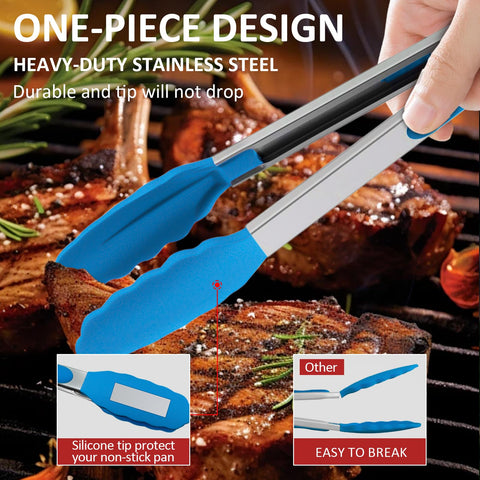Beieverluck pinzas silicona cocina 7 pulgadas color negro, ideal para servir ensaladas