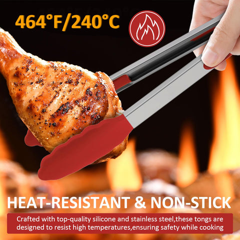 Beieverluck pinzas silicona cocina 9 pulgadas color plateado, resistentes y fáciles de limpiar