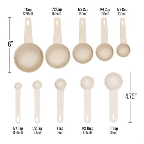 Beille crema conjunto 10 piezas medición trigo paja, perfecto para cocinar y hornear.