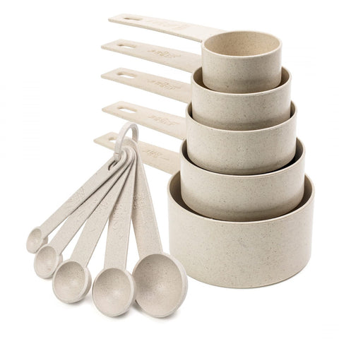 Beille Cream tazas medición trigo paja, juego duradero para mediciones precisas en cocina.