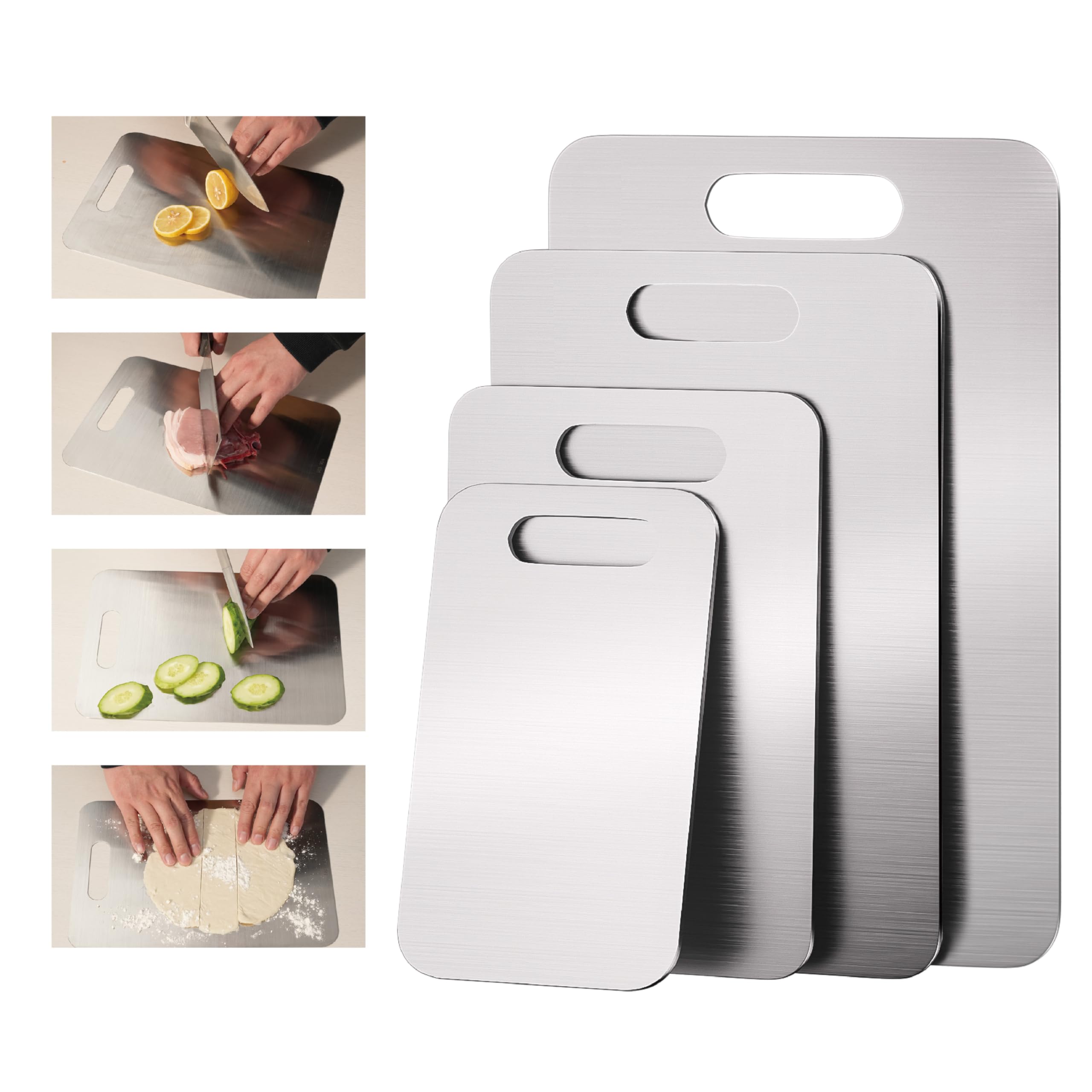 BEIMING tabla de cortar acero inoxidable 15-3x11 pulgadas, ideal para carnes y verduras sin contaminación cruzada.
