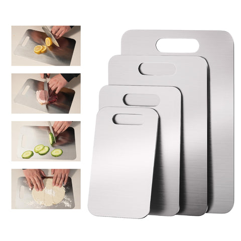 BEIMING tabla de cortar acero inoxidable 15-3x11 pulgadas, ideal para carnes y verduras sin contaminación cruzada.