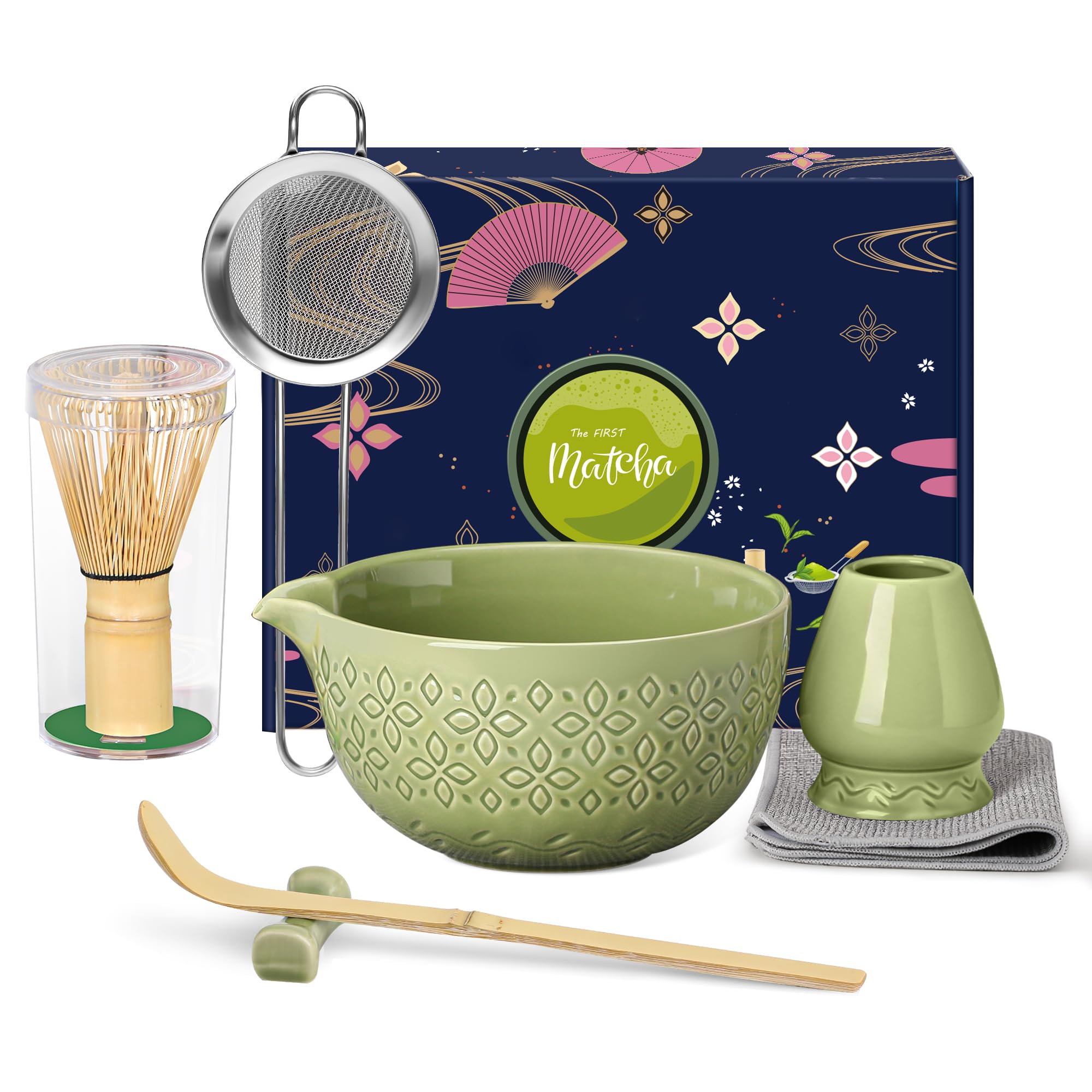 Beiyunee cuenco de matcha con boquilla para verter sin goteo.