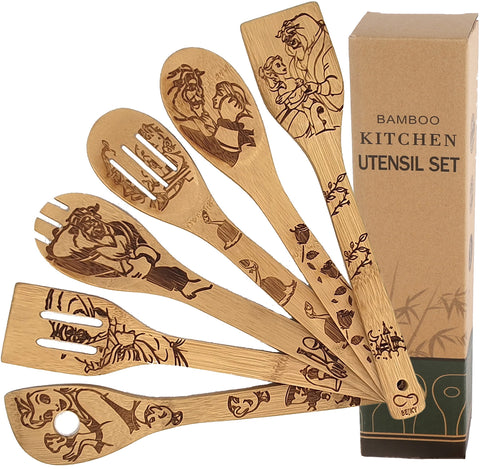 Bejky juego de 6 cucharas de bambú en estuche regalo, ideal para cocina