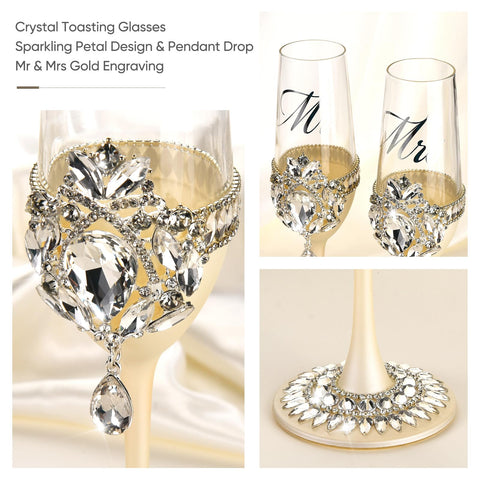 bekesin-copa champan cristal colgante, detalle elegante para la ceremonia.