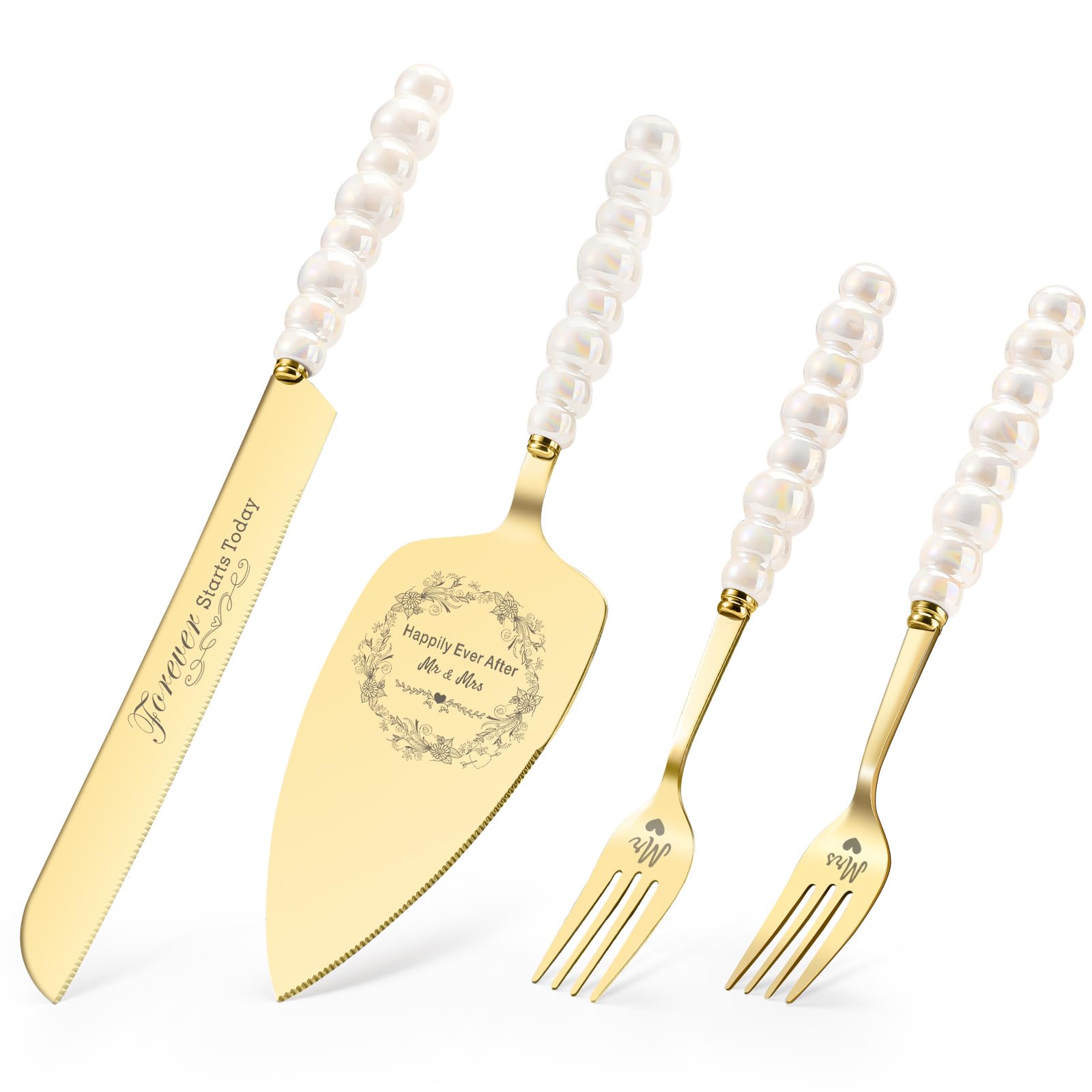 Cuchillo BEKESIN de pastel con mango perlado dorado para cortes precisos y elegantes.