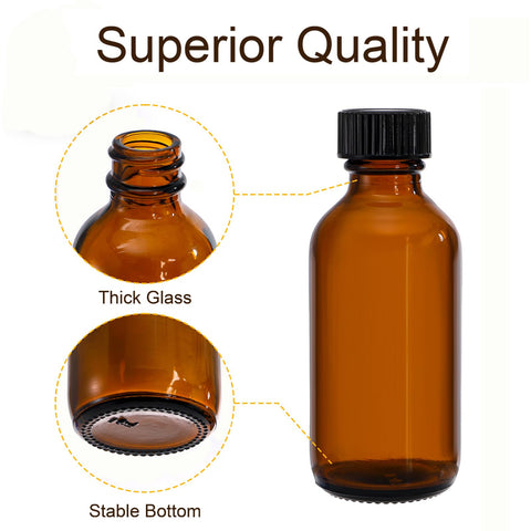 Bekith frascos de vidrio ámbar para aceites esenciales, con tapa negra.