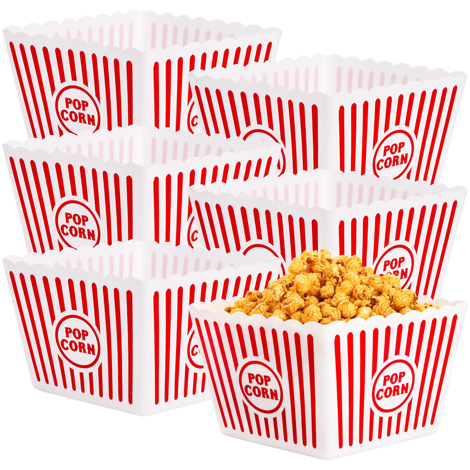 Bekith cubos de palomitas grandes con diseño rojo y blanco para cine en casa