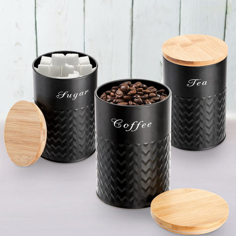 Tarros Bekith negros combinan con decoración de cocina contemporánea.